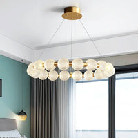 Runde LED-Pendelleuchte aus Messing, Kupfer und Aluminium dekorativ