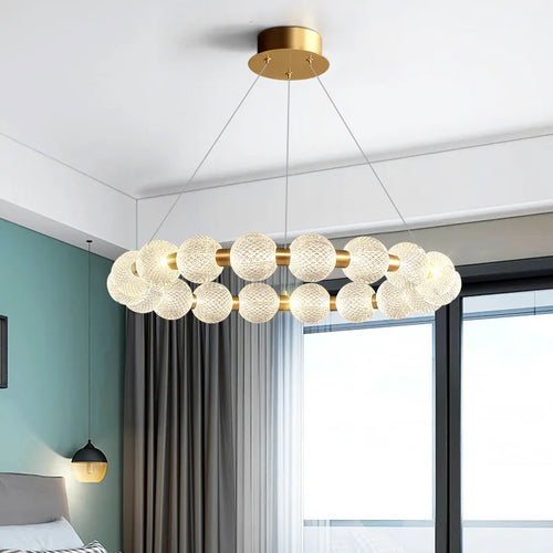 Runde LED-Pendelleuchte aus Messing, Kupfer und Aluminium dekorativ