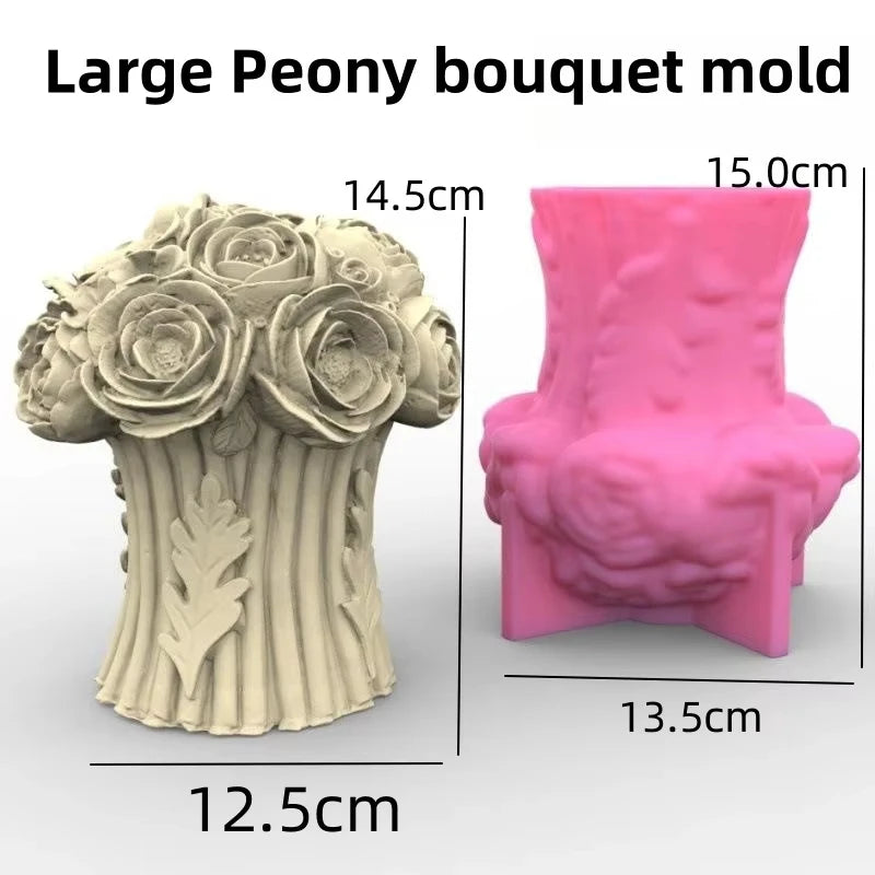 nouveau moule silicone bouquet roses chrysanthème pivoine cadeau saint valentin - vue 14 sur 18