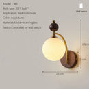 Wandleuchte aus Holz mit japanischem Glas und Blaulichtfilter