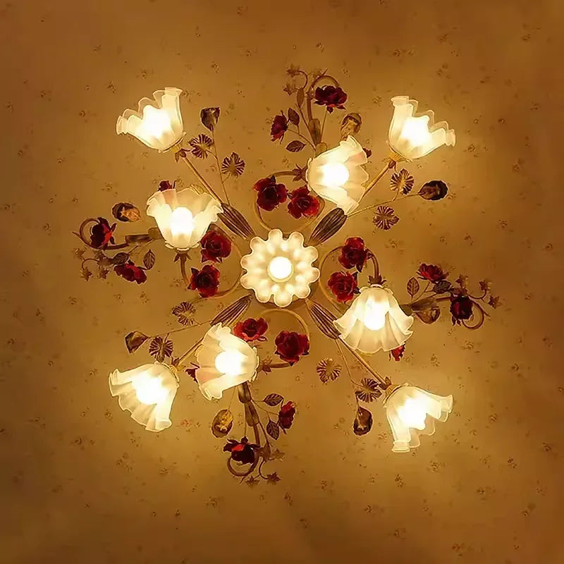 applique murale rétro romantique avec fleurs et plantes chaleureuses - vue 4 sur 11
