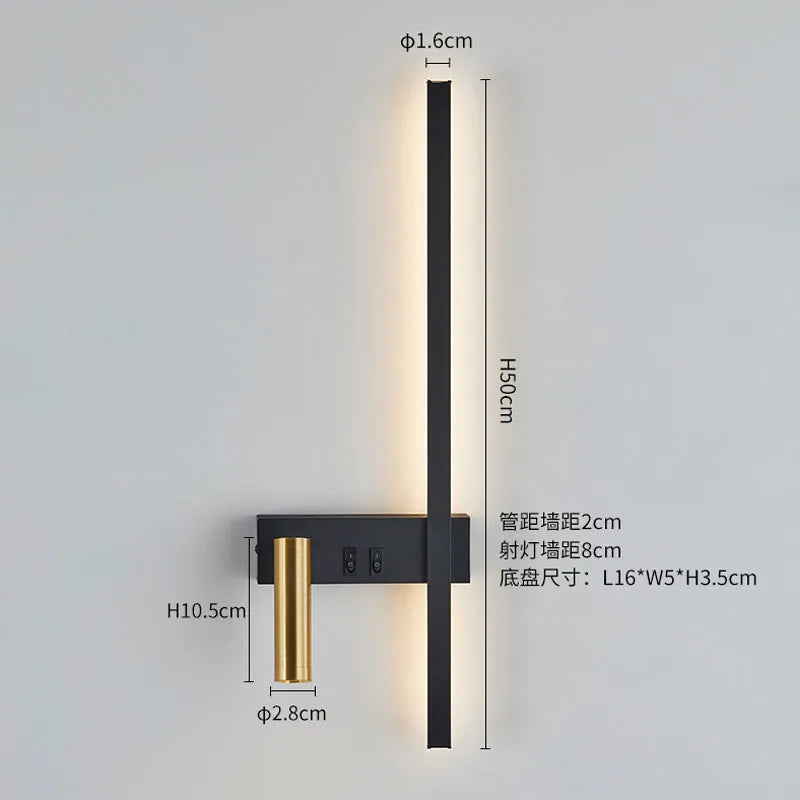 Applique murale noir blanc minimal luxe décor lampe - vue 7 sur 10