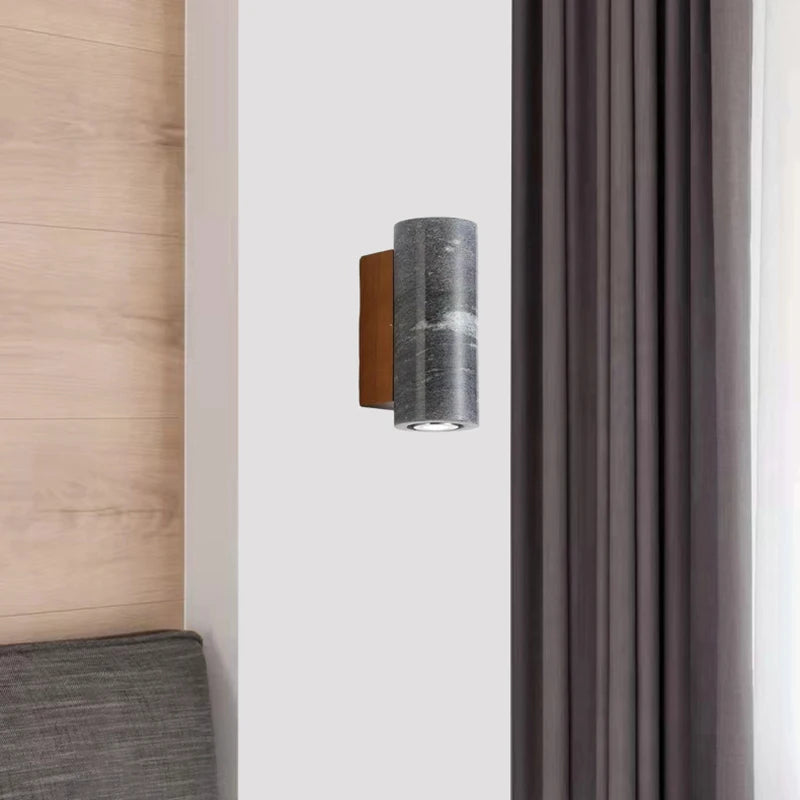 Wandleuchte aus Marmor und Holz im Art-déco-Stil für ein elegantes Interieur - vue 4 sur 10