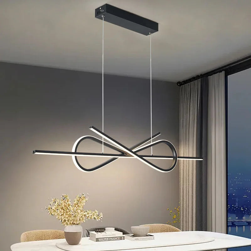 LED moderne Lustre Restaurant Personnalité Lustre Moderne Simple Design Créatif Arc De Luxe Bar Table Lustre - vue 7 sur 7