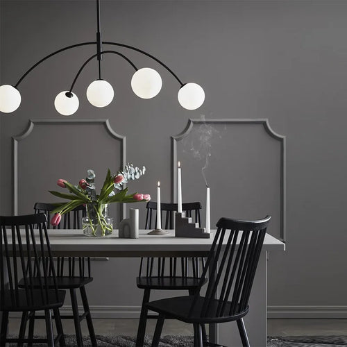 Danish Designer Suspenion Milky Glass Hanging Light Ceiling Chandeliers Nordic Pendant Lamp for Living Dining Room Kitchen