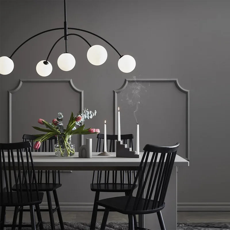 Danish Designer Suspenion Milky Glass Hanging Light Ceiling Chandeliers Nordic Pendant Lamp for Living Dining Room Kitchen - vue 6 sur 8