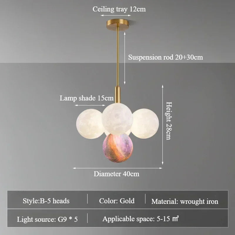 Modern Moon Bubble Pendant, Living Room Dining Room Home Decoration Lighting, LED Pendant - vue 8 sur 10