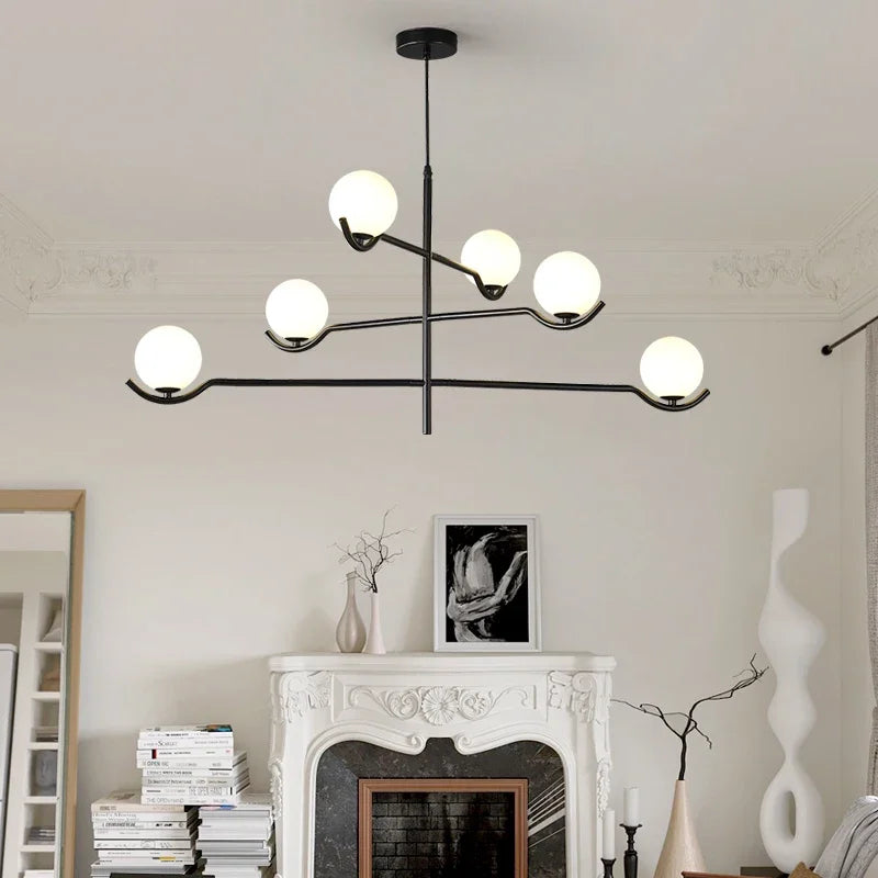 lustre design en verre et métal luminaires suspendus - vue 5 sur 9