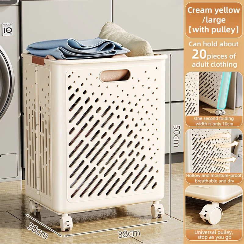 panier à linge pliable avec roulettes grande capacité multifonctionnel - vue 10 sur 14
