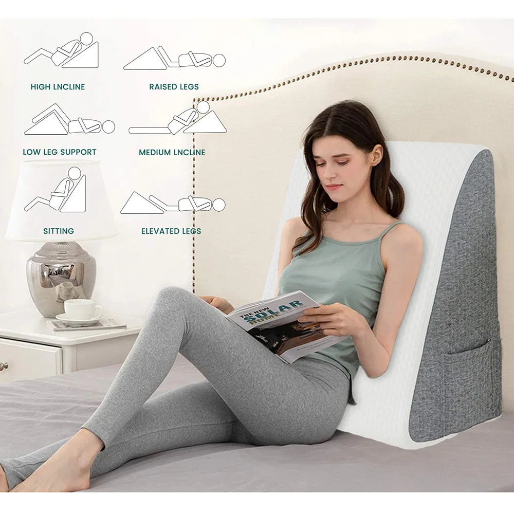 Bed Wedge Pillow for Sleeping, Soft Memory Foam Top, Triangle Pillow Wedge, Body Positioners for Leg Elevation, Snoring Relief - vue 5 sur 7
