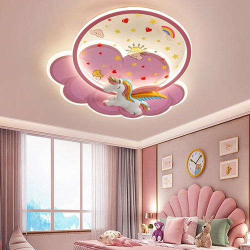plafonnier licorne led pour fille avec télécommande optionnelle - vue 3 sur 8