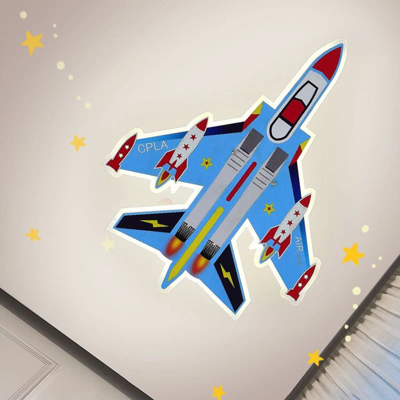 Cartoon Blue Airplane Ceiling Lamps LED Boy Bedroom Ceiling Light Eye Protection Baby  Kids Room Remote Control Plane Lamp 220V - vue 5 sur 7