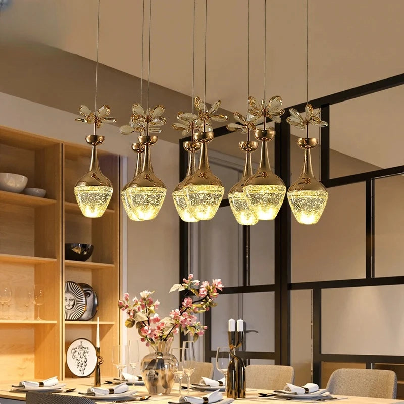 lustre de luxe en cristal avec led créatif minimaliste - vue 4 sur 6