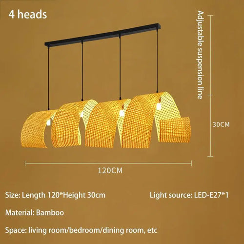 lustre en bambou style japonais pour décoration zen asiatique - vue 9 sur 11