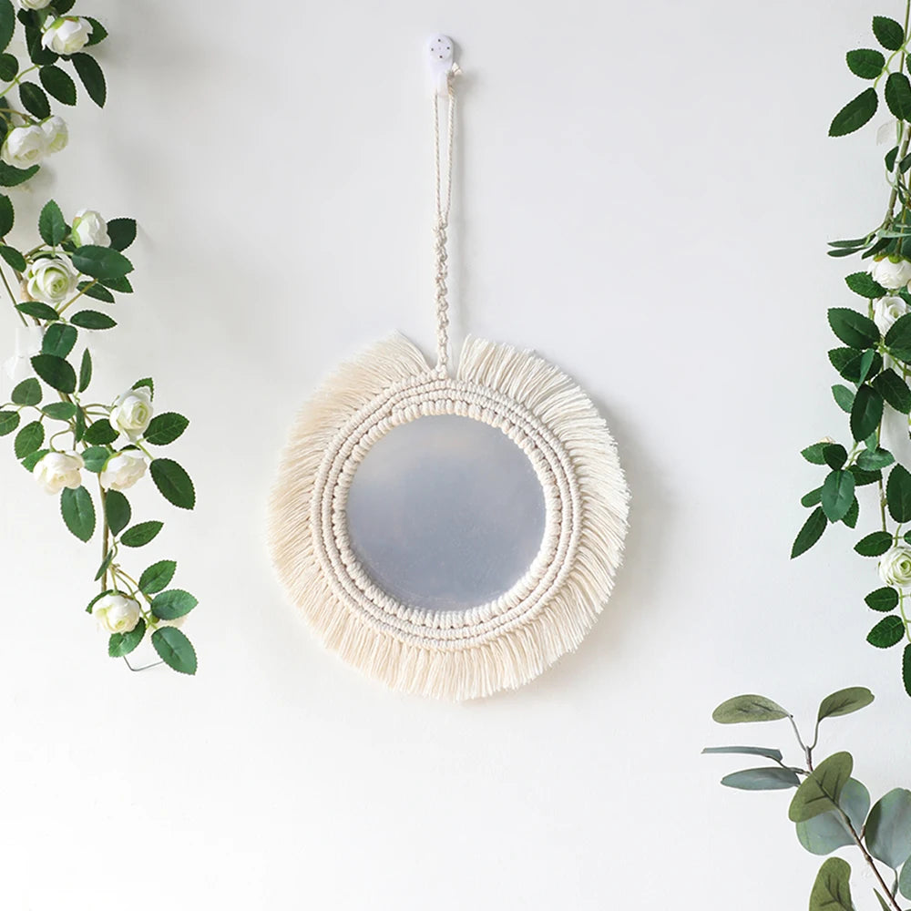 miroir mural en macramé style bohème pour décoration intérieure - vue 14 sur 14