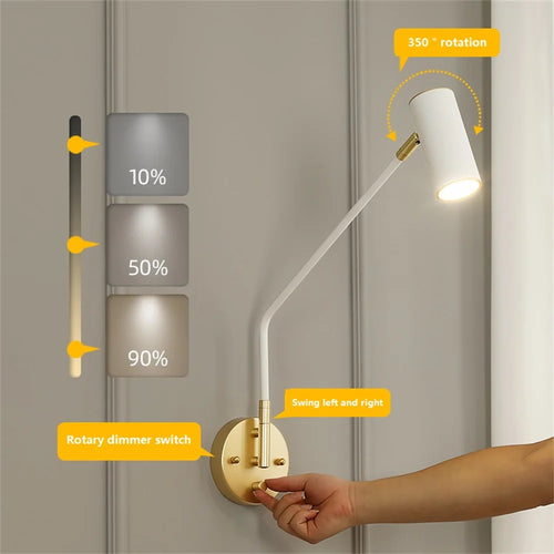 Moderne schwenkbare Wandleuchte mit Dimmer dekorativ - vue 3 sur 8