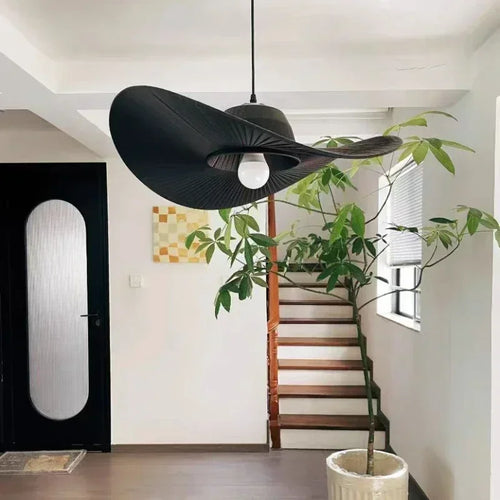 Nordischer Kronleuchter im Strohhut-Design für die Innendekoration - vue 3 sur 8