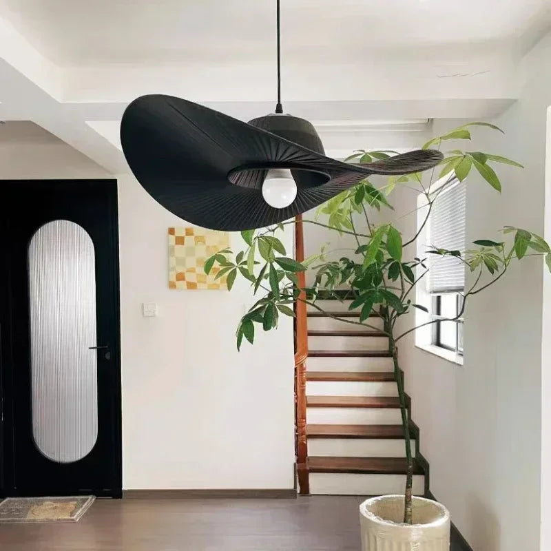 Nordischer Kronleuchter im Strohhut-Design für die Innendekoration - vue 3 sur 8