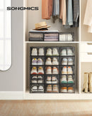 SONGMICS Clear Shoe Boxes, Shoe Storage Organsiers, Stackable, Breathable, and Foldable, Display Trainers, High Heels