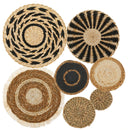 7 Pack Boho Wall Basket Decor, Hanging Woven Wall Basket Decor, Seagrass Rattan Wicker Boho Wall Decor, Round Wall Art