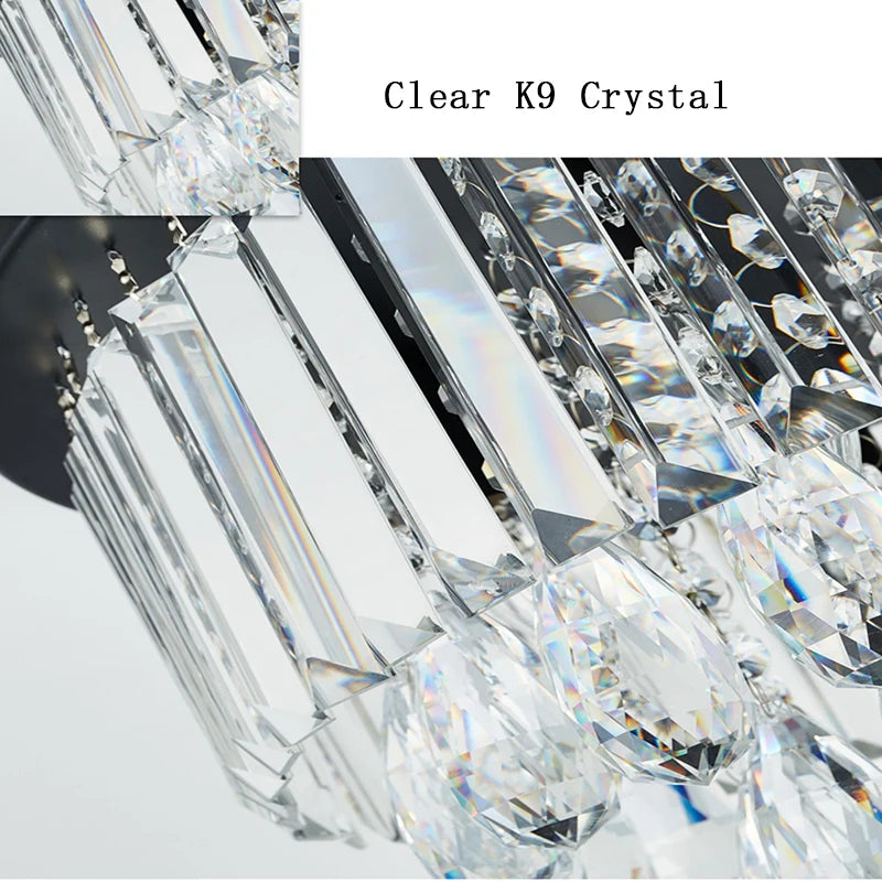 lustre dimmable led en cristal style américain de luxe - vue 8 sur 12