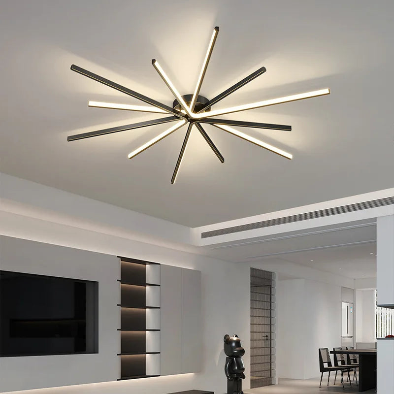 plafonnier led design moderne en laiton doré température gradable - vue 4 sur 11