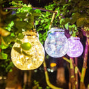 Solarbetriebene Pendelleuchte aus Crackle-Glas für Garten und Außenbereich