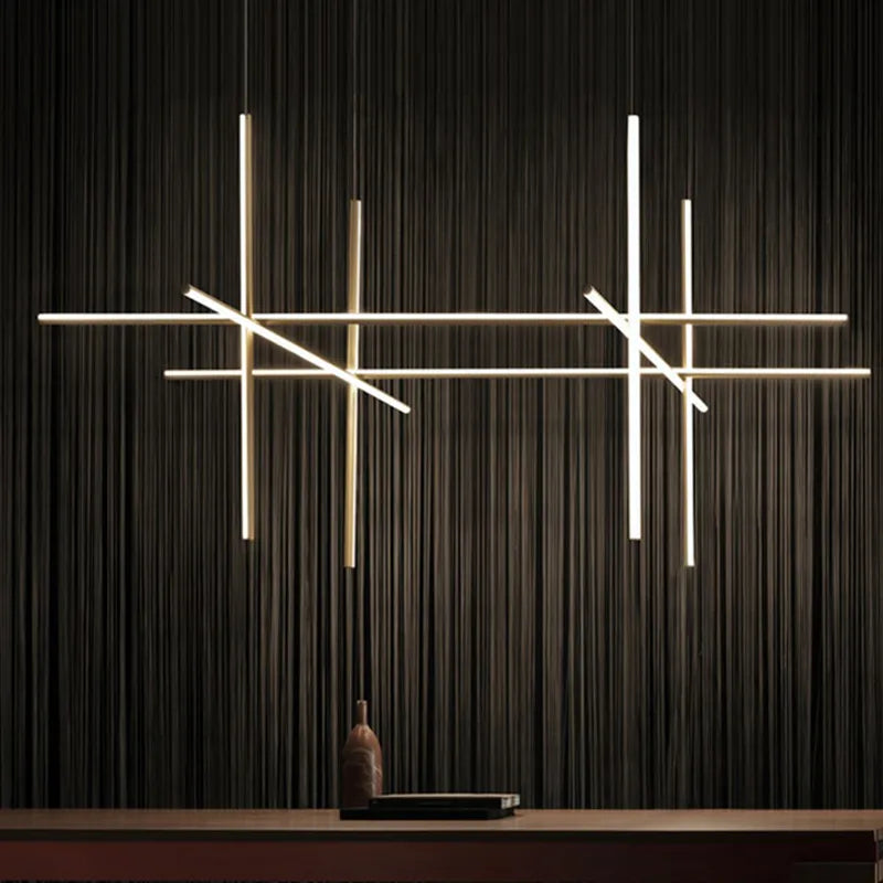 Plafonnier LED linéaire moderne italie lampe suspendue suspendue pour la décoration de l'hôtel lustre de salle à manger - vue 3 sur 15