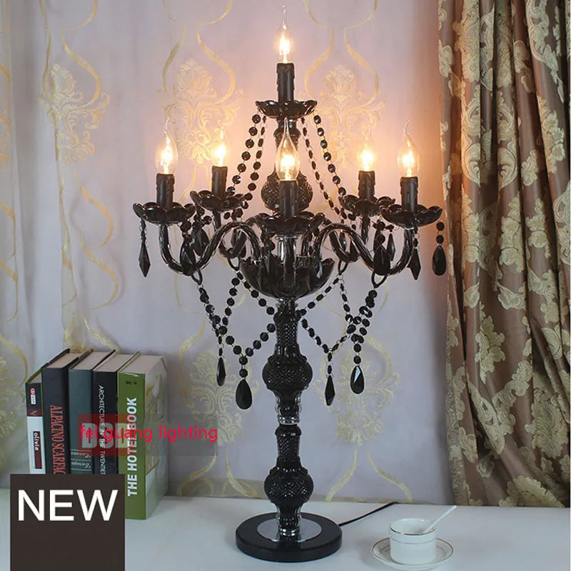 lampe à poser luxe en cristal noir pour un éclairage créatif et romantique - vue 2 sur 7