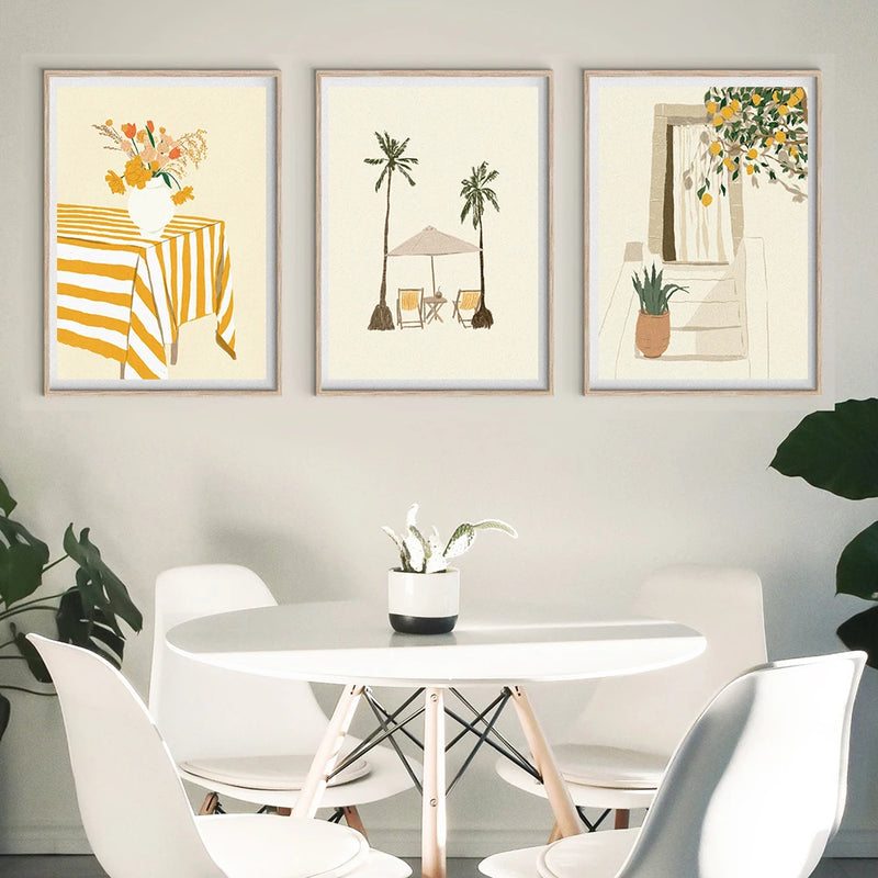 affiche murale fruits citron été sous les palmiers décoration nordique
