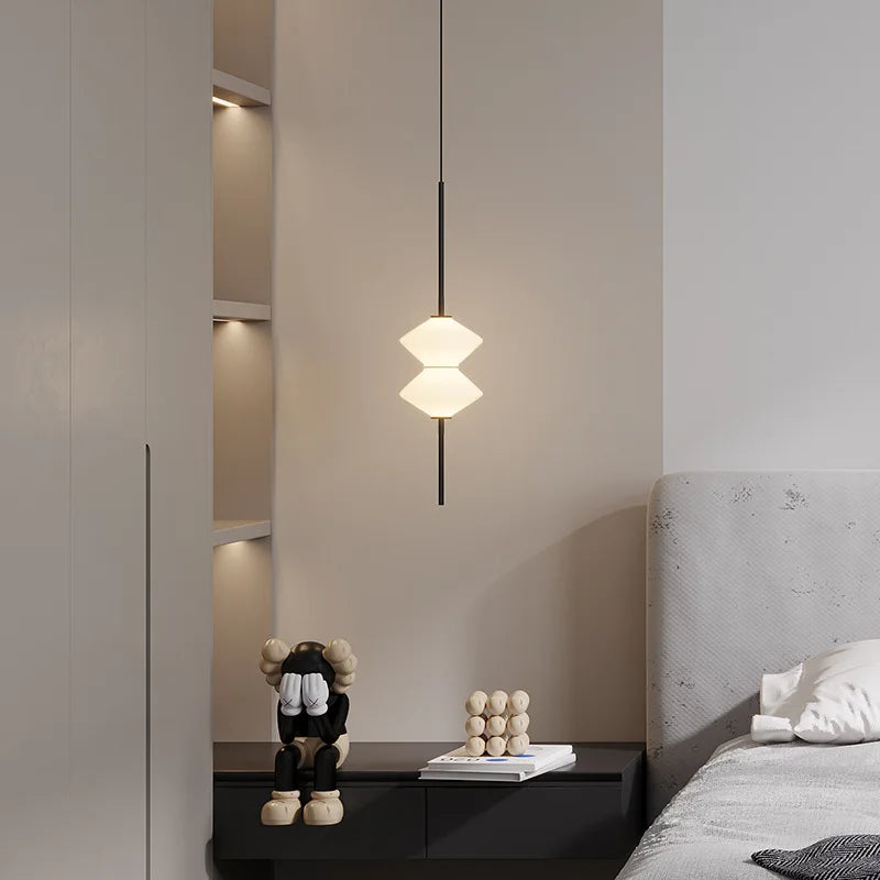 Suspension LED en verre blanc moderne - vue 5 sur 10