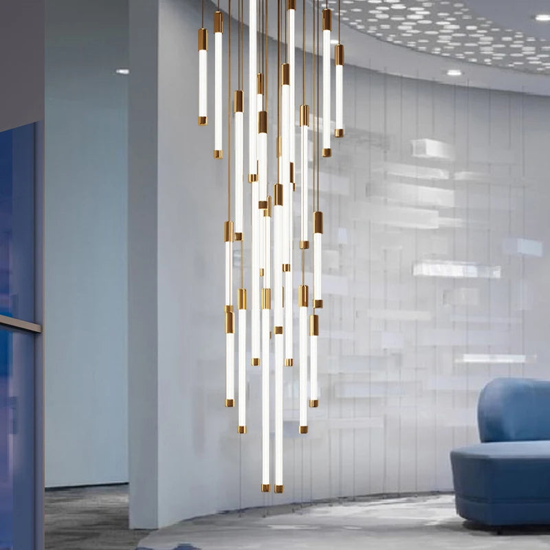 Modern luxury staircase LED pendant lights, duplex living room and attic lighting, restaurant decoration, hanging pendant lights - vue 4 sur 15