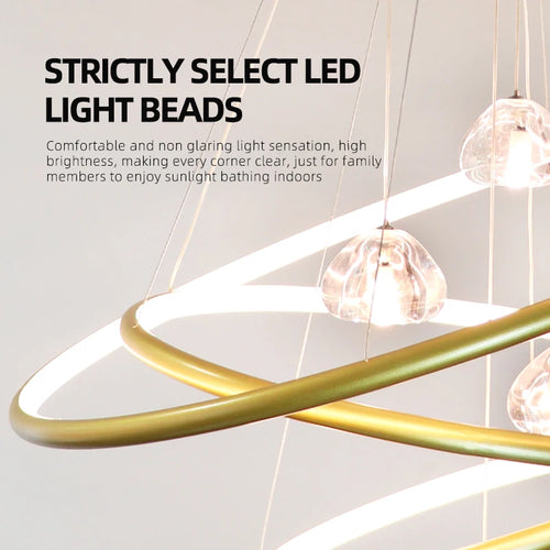 lustre moderne en cristal avec éclairage à led - vue 4 sur 15