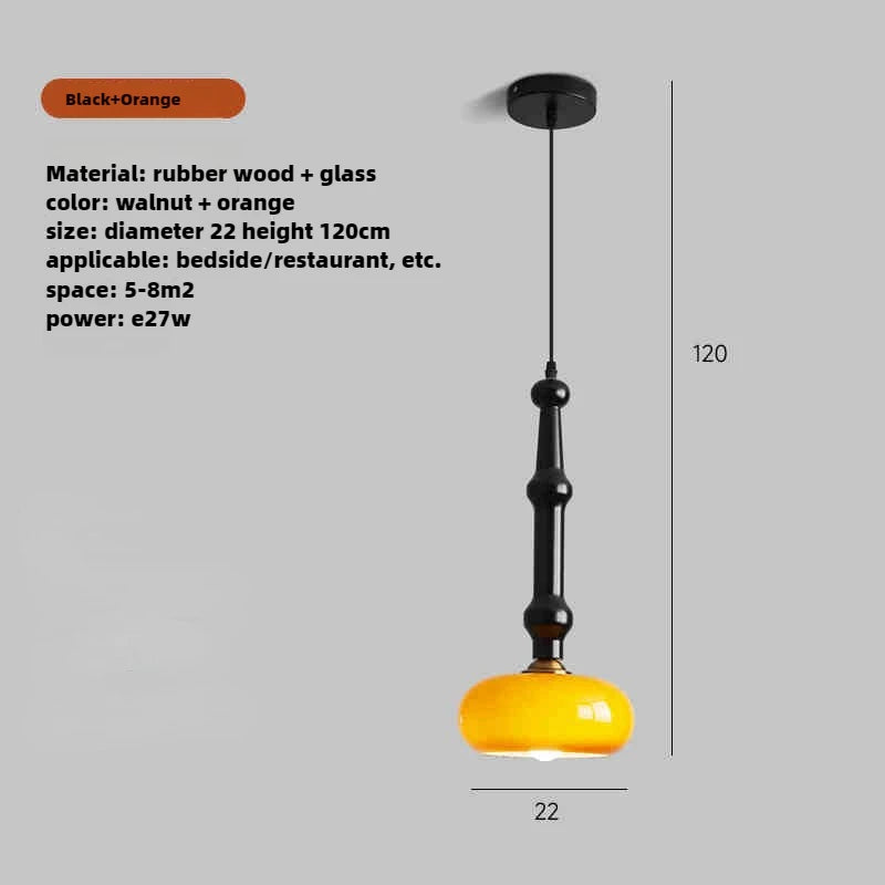 Pendelleuchte aus Kautschukholz und Glas für modernes Interieur