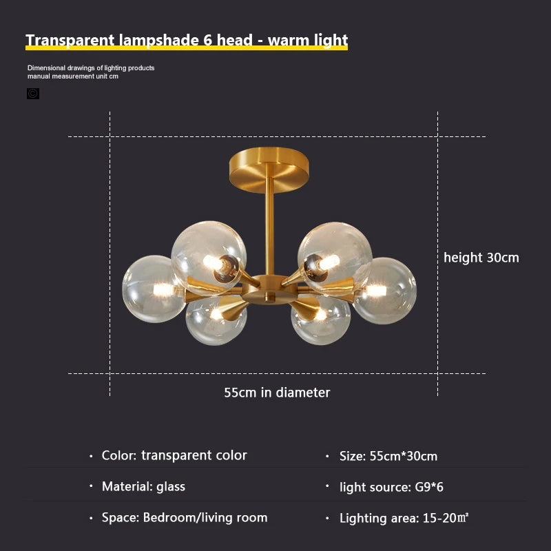 lustre moderne en verre pour un éclairage décoratif intérieur - vue 8 sur 24