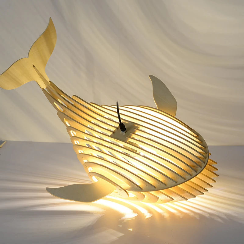 Suspension d'art en bois moderne lampe en bois de baleine - vue 4 sur 8