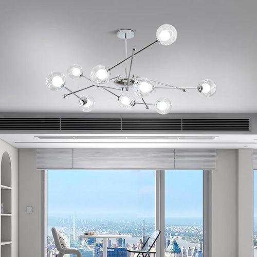 lustre en verre clair style bauhaus pour hôtel