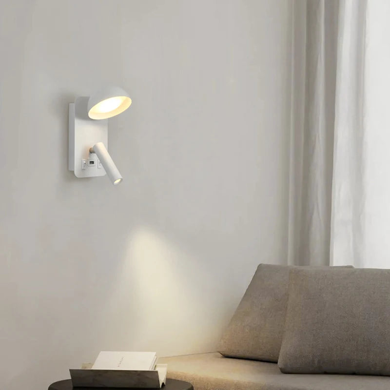 applique murale led luminaire avec interrupteur interface usb éclairage art - vue 5 sur 8