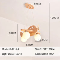 Lustre Enfants enfants bois avion pour garçon chambre LED