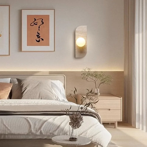 applique murale en pierre naturelle et verre ampoule g4