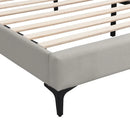 VSOGA Upholstered Bed, Double Bed, Bed With Slatted Frame, High Headboard, Upholstered Headboard, 180 X 200cm, Linen, Grey