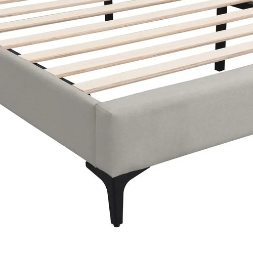 VSOGA Upholstered Bed, Double Bed, Bed With Slatted Frame, High Headboard, Upholstered Headboard, 180 X 200cm, Linen, Grey - vue 4 sur 6