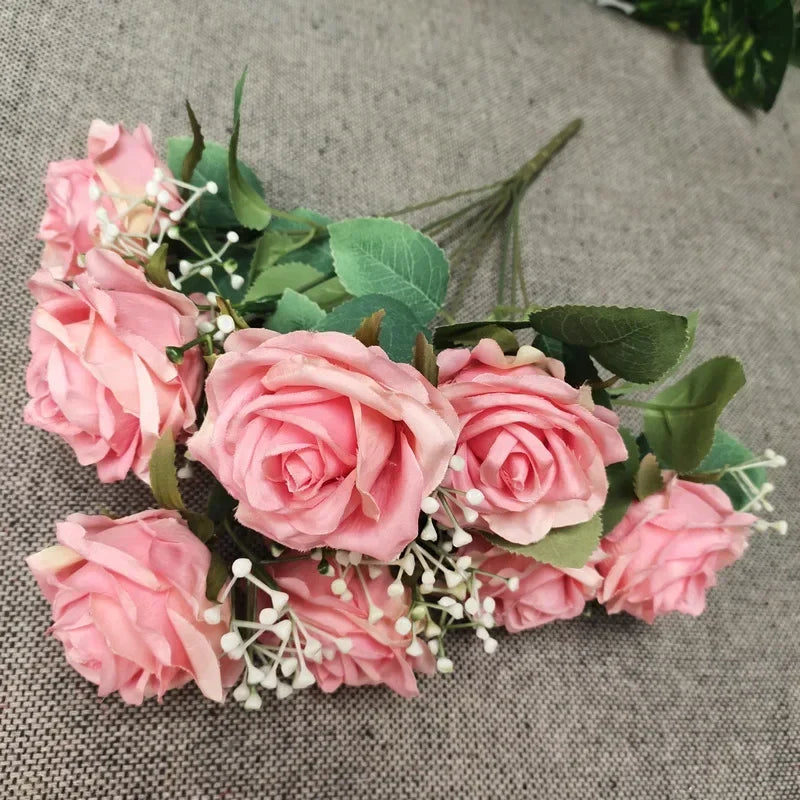 Bouquet de roses en soie pour décoration de mariage et fêtes