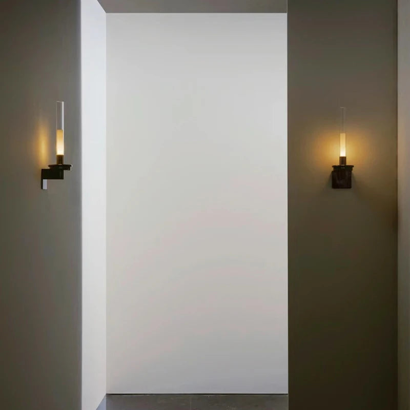 Applique murale en verre transparent et métal noir - vue 5 sur 7