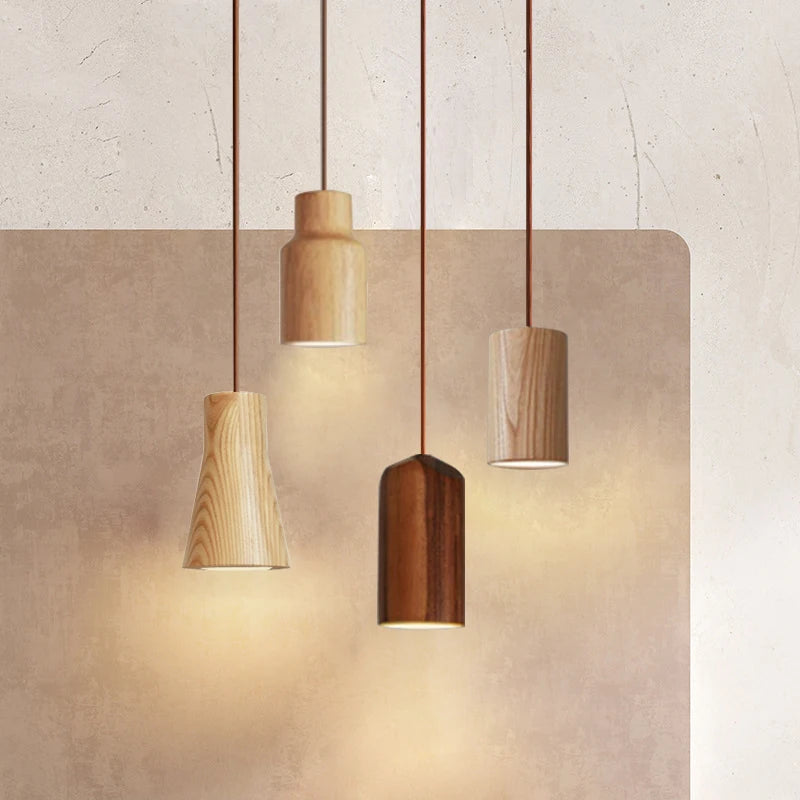 lampe suspendue nordique en bois luminaire décoratif d'intérieur - vue 2 sur 10