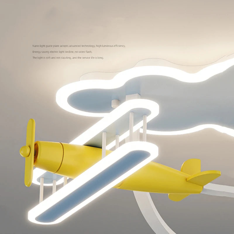 lustre d'avion dessin animé pour enfants avec télécommande - vue 6 sur 10