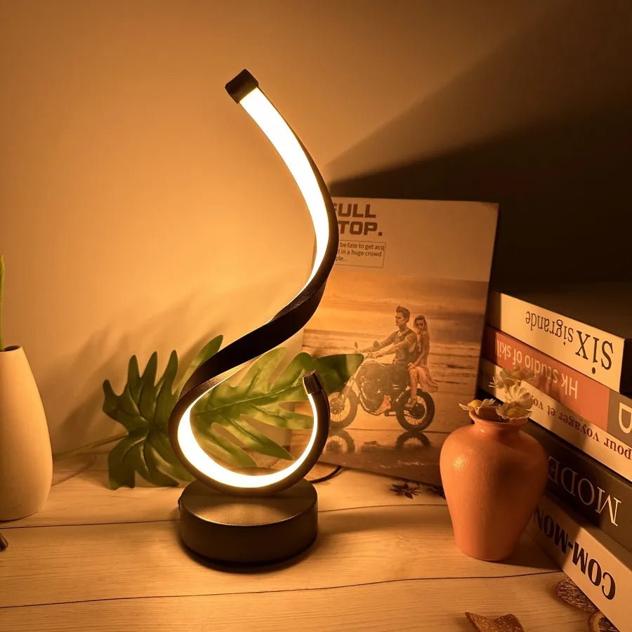 1PC Compact Modern Ironwork USB Three-color Dimming Desktop Decorative Lamp