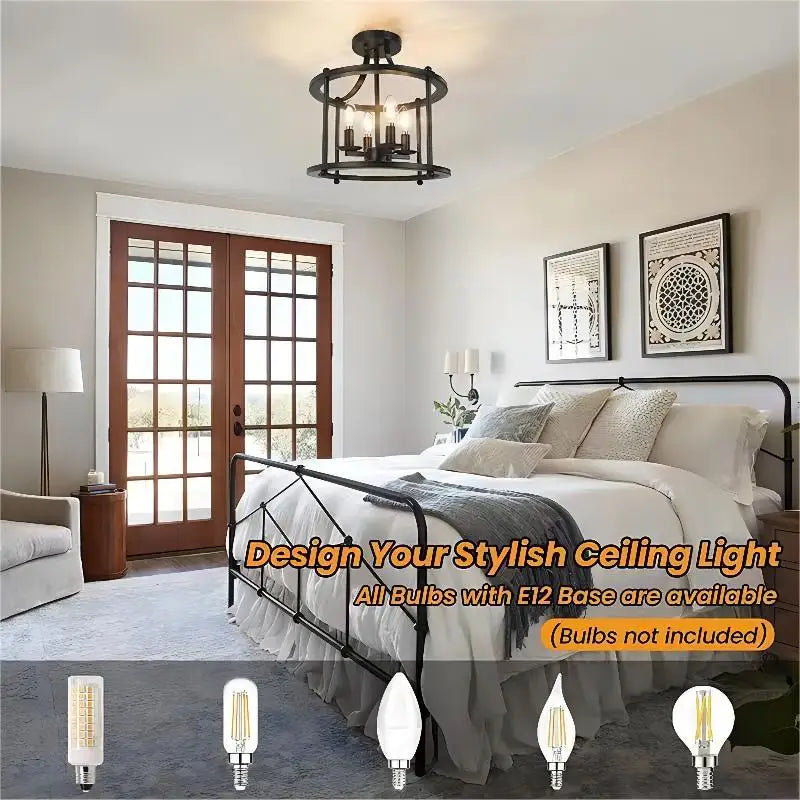 plafonnier led multi-têtes style industriel rétro américain décoratif - vue 6 sur 9