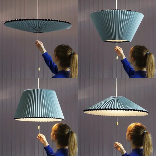 Art Design Plissierte Pendelleuchte aus Stoff in Schirmform LED für Schlafzimmer, Wohnzimmer und Esszimmer - vue 3 sur 9