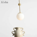 lustre en verre doré design créatif trois têtes éclairage moderne
